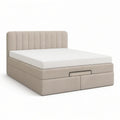 Gepolstertes Bettgestell mit Stauraum und Schubladen, Beige, 160 x 200 cm