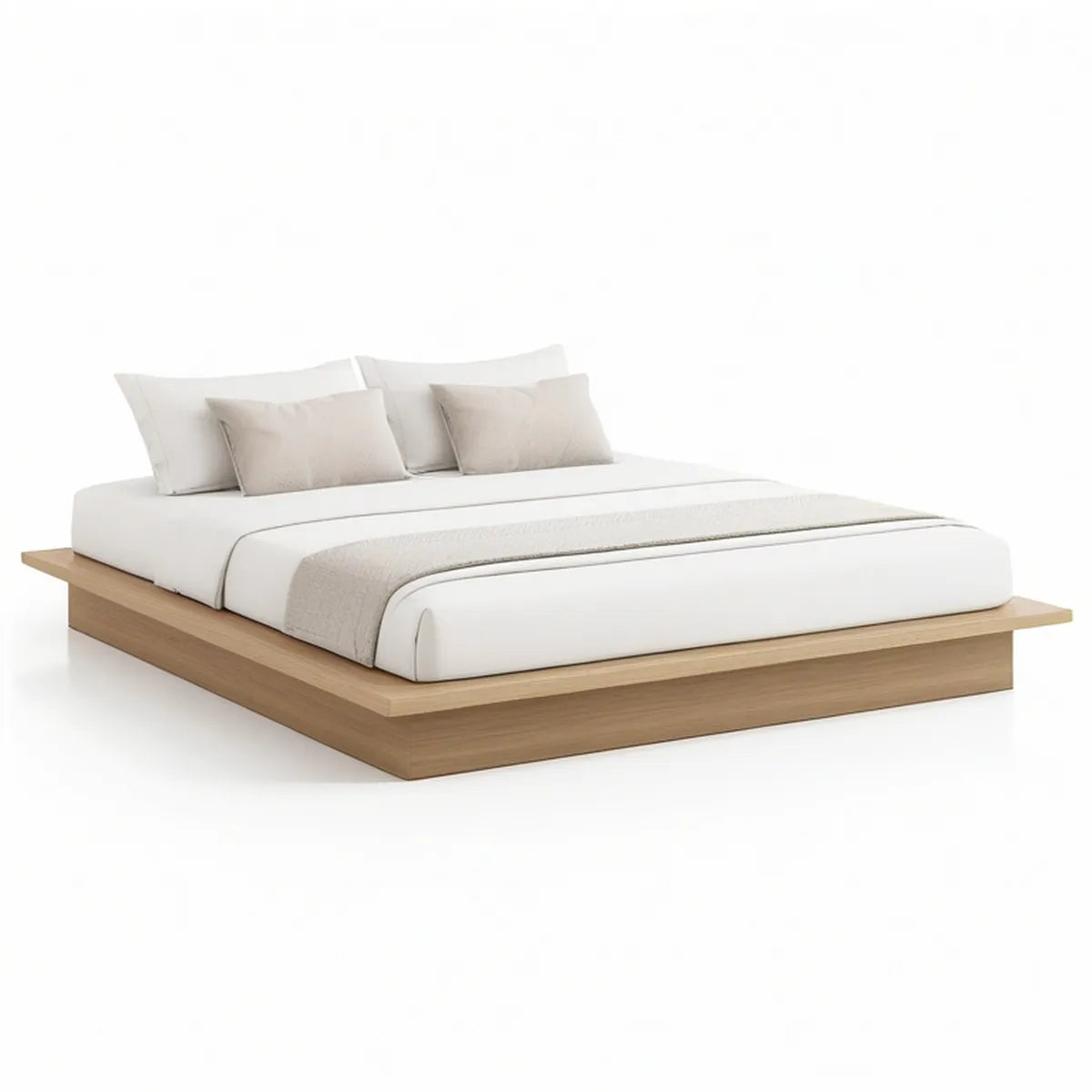 Doppelbett-Rahmen aus Holzwerkstoff mit Eichenfurnier, 180 x 200 cm, Naturbraun