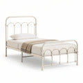 Metallbett 90 x 200 cm mit Kopfteil und Fussteil, Cremeweiss