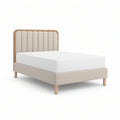 Polsterbett 160 x 200 cm mit vertikal gepolstertem Kopfteil, Beige/Natur
