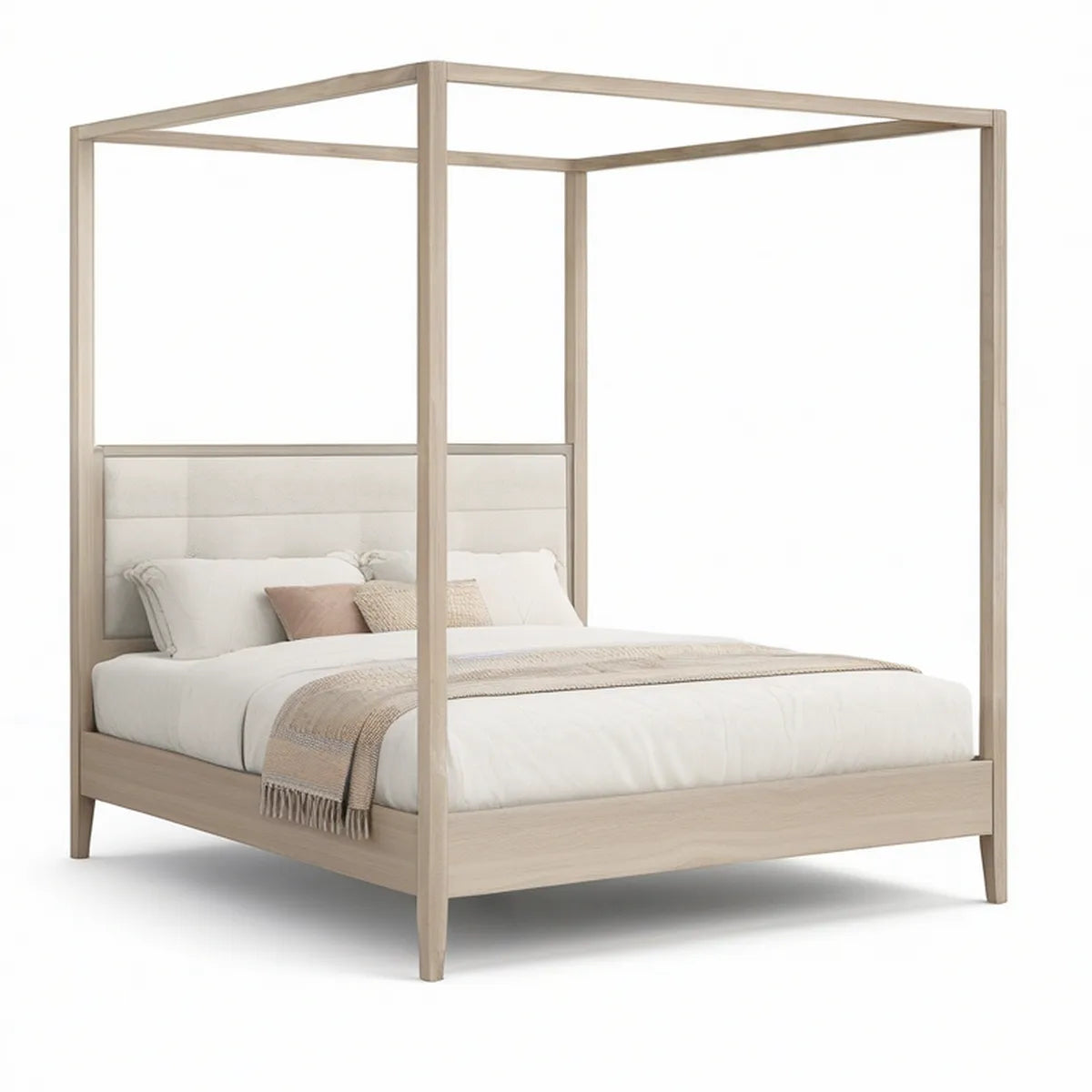 Himmelbett aus MDF mit Eichenfurnier, Natur, 160 x 200 cm